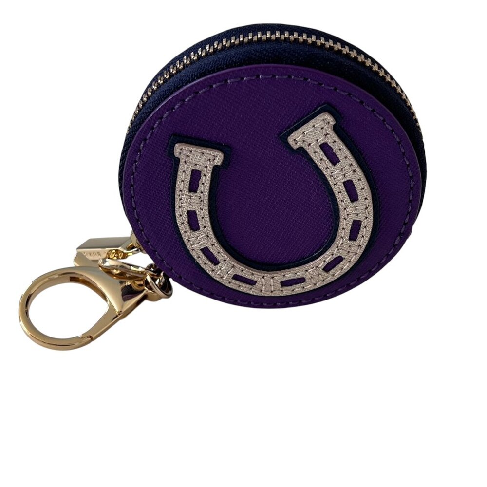 NWOT Tory Burch Horseshoe Clover Kerrington Round Zip Coin Case/Key Fob/BagCharm - Picture 3 of 9